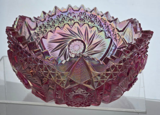 L.E Smith Glass pink carnival bowl