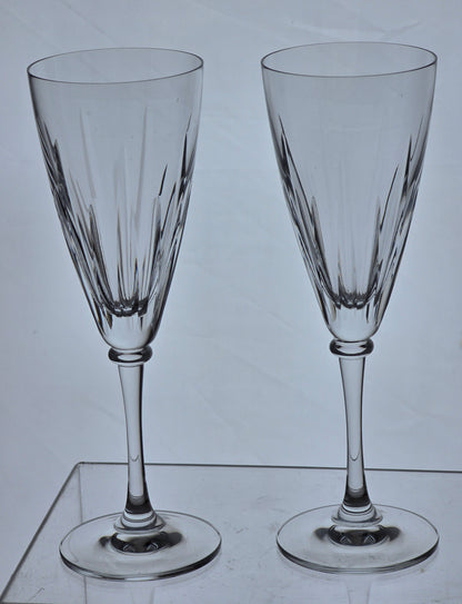 Mikasa cut glass flutes stemware pair