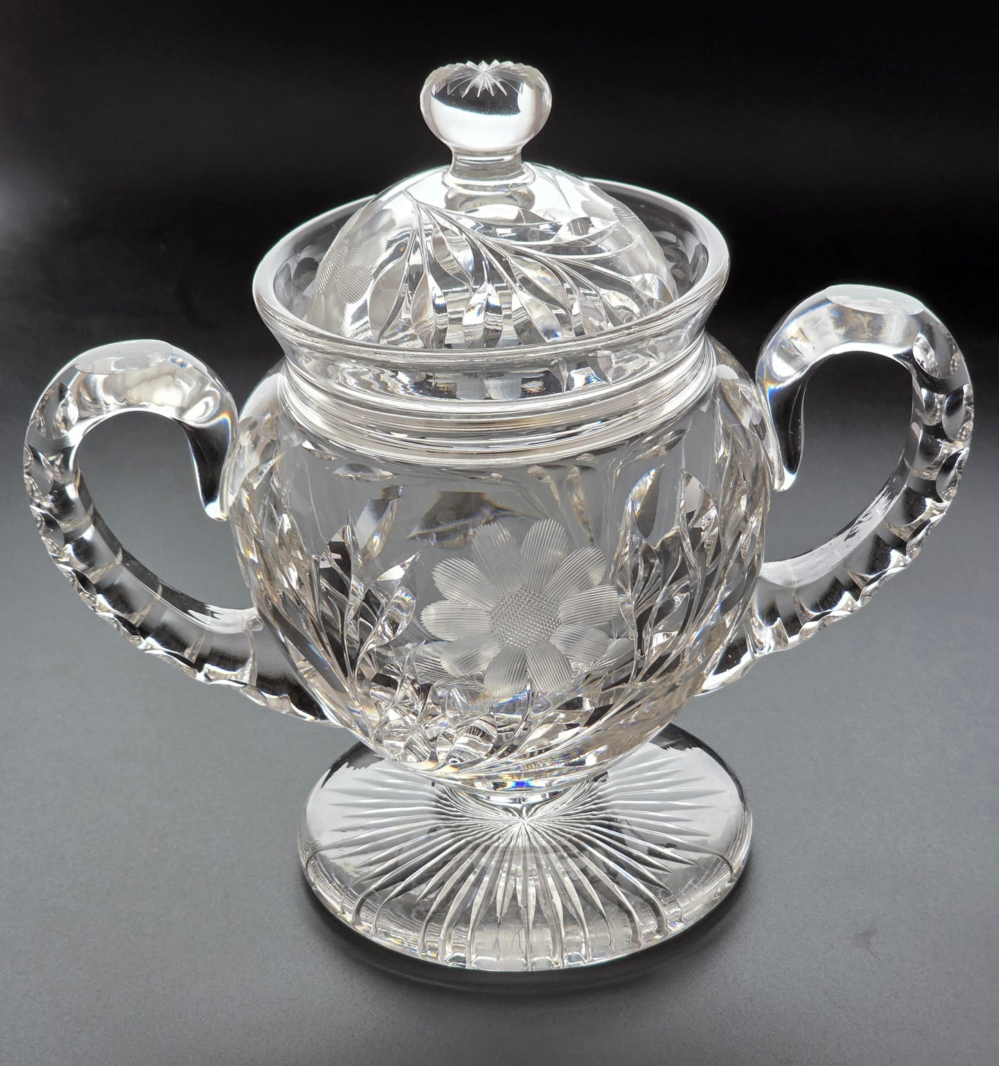 Cut Glass 2 handled compote, Antique