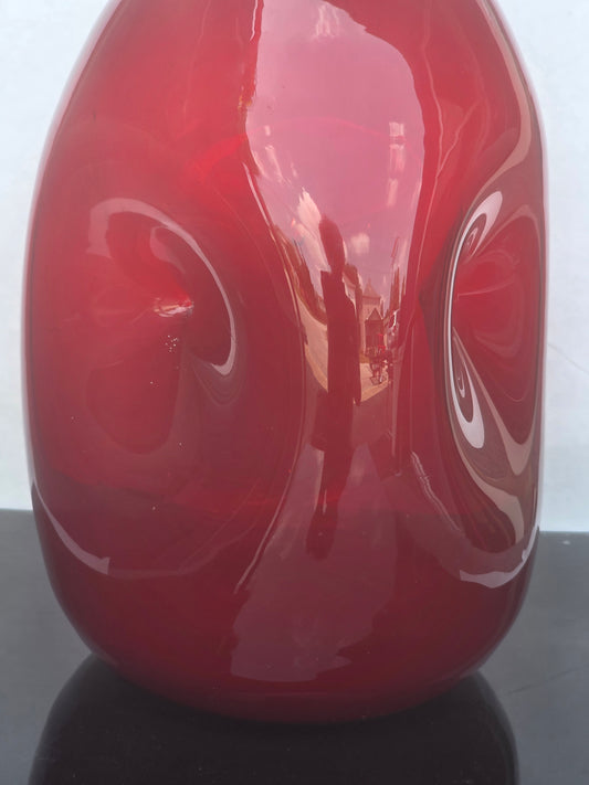 Blenko Ruby red triple pinched Glass decanter mug14