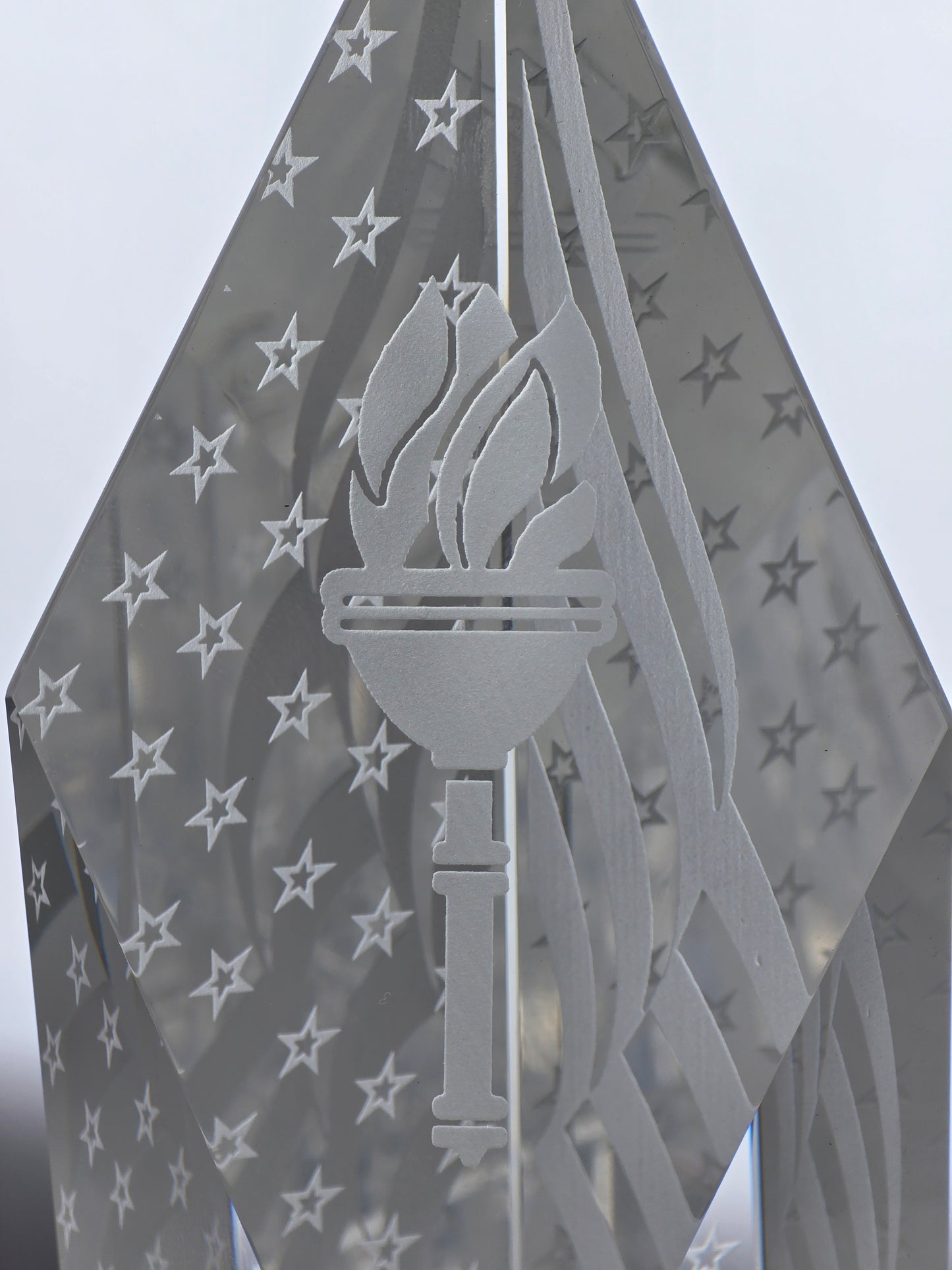 Glass art optical sculpture stars and stripes