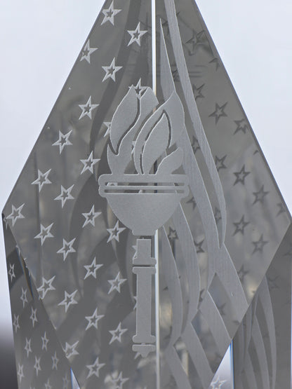 Glass art optical sculpture stars and stripes