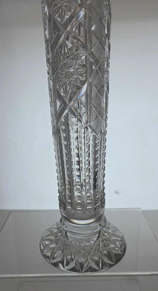 ABP cut glass vase antique Signed Libbey