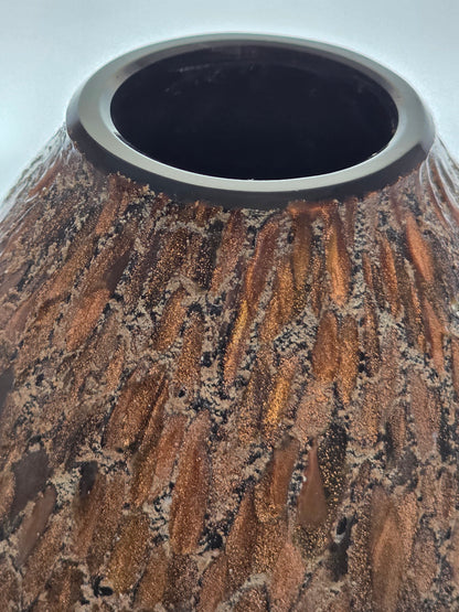 Sparkle spatter Art glass black and gold vase