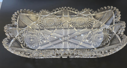 American Brilliant Period Cut Glass rectangular tray Antique bob31
