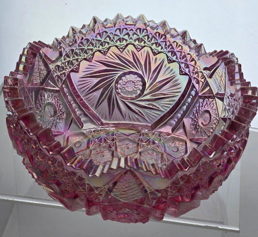 L.E Smith Glass pink carnival bowl