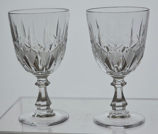 2 Hand Cut glass goblet stemware