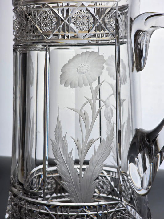 Signed Sinclair American Brilliant Period Cut Glass Pitcher Antique Bob3