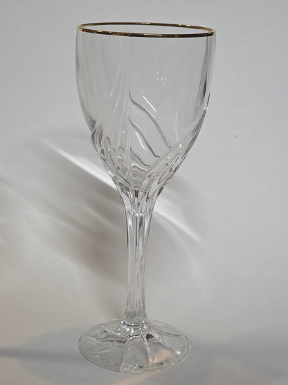 Signed Lenox Debut gold rim glass goblets Crystal pair