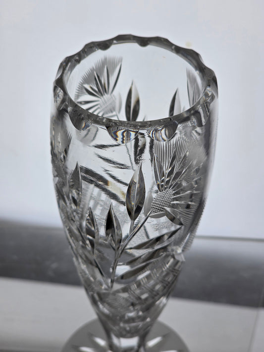 American Brilliant Period Cut Glass vase floral