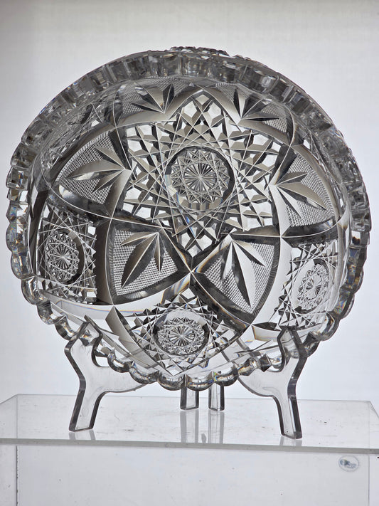 ABP cut glass mouth blown bowl American brilliant period 1886 -1915 tg3