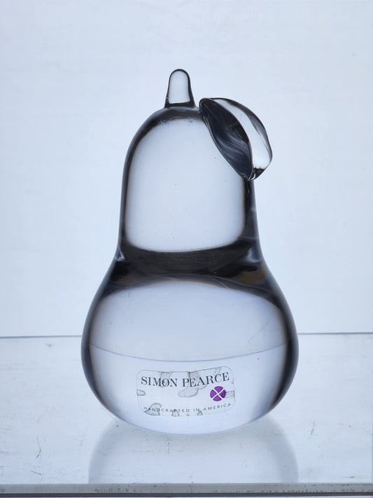 Simon Pearce glass Pear paperweight Made in USA