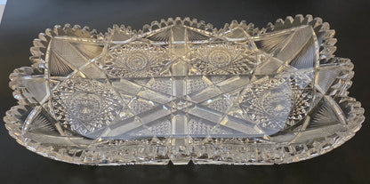American Brilliant Period Cut Glass rectangular tray Antique bob31