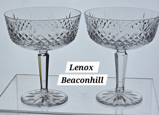 2 Lenox Beaconhill dessert glass Crystal Made in USA Mt Pleasant PA