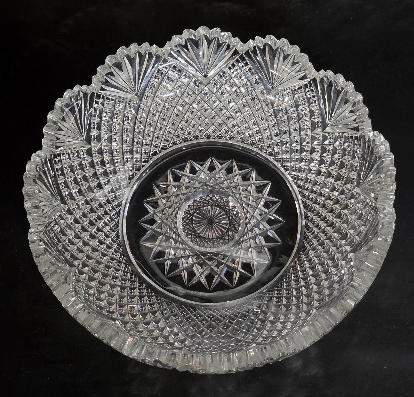 Signed Sinclair ABP cut glass blown blank bowl American brilliant period 1886 -1915 bob54