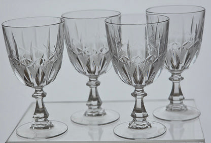 4 Hand Cut glass wines stemware