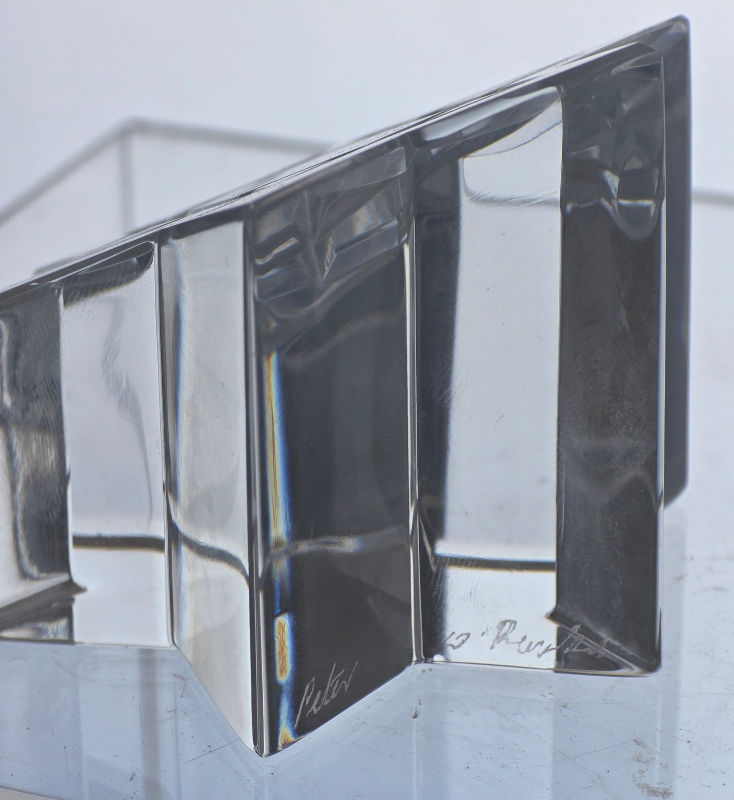 Hand crafted art glass star paperweight Signed