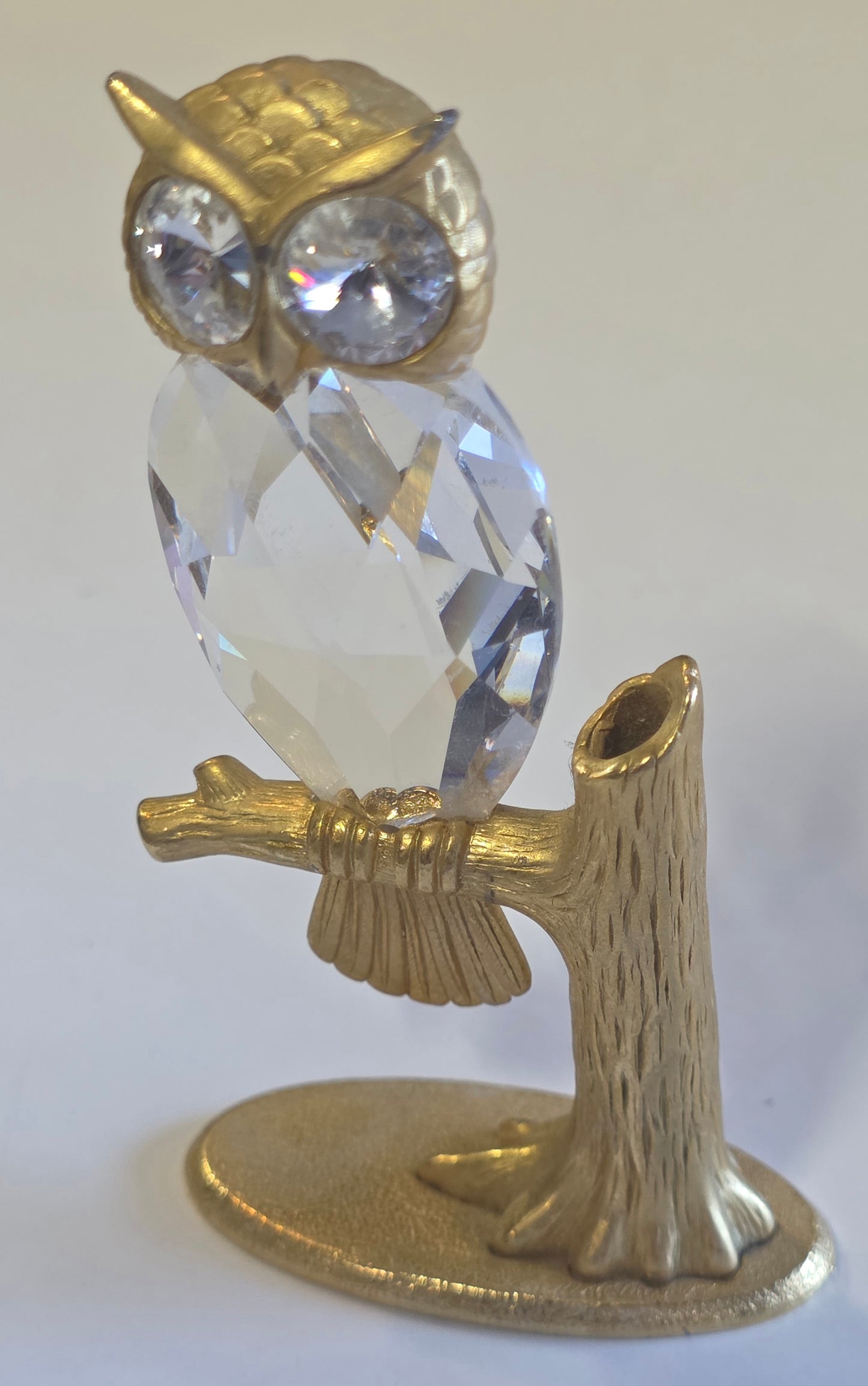 Manon crystal brass owl figurine