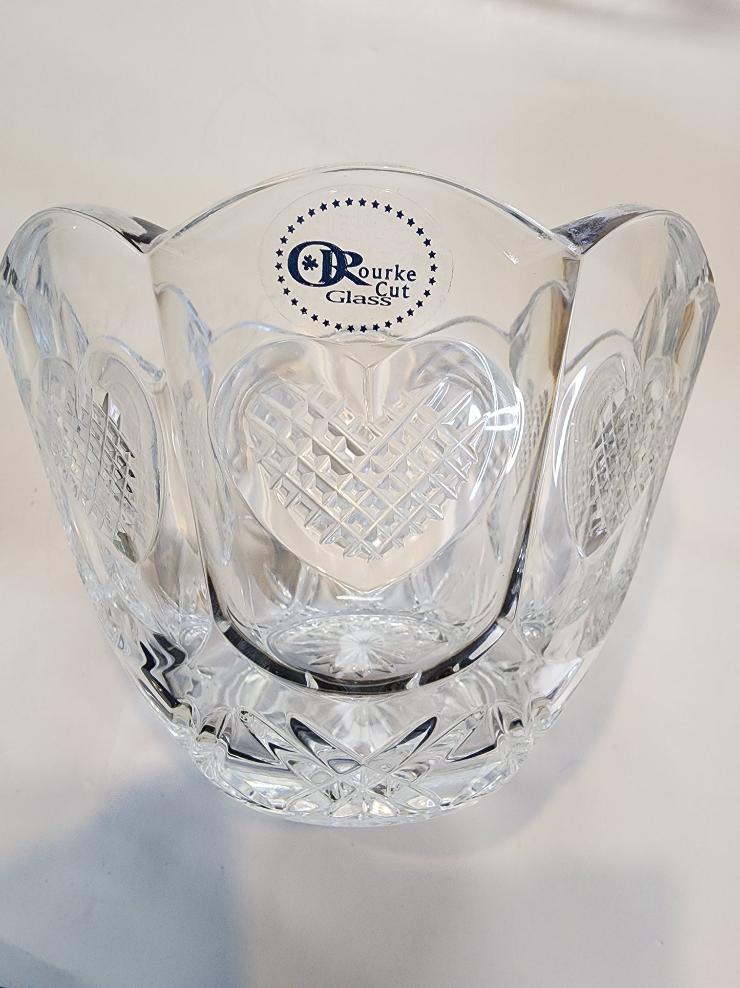 lead crystal bowl, Hearts, Made in USA ,glass
