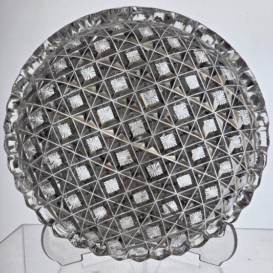 ABP cut glass mouth blown low bowl American brilliant period 1886 -1915 tg4 .