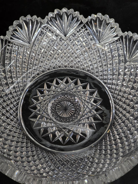 Signed Sinclair ABP cut glass blown blank bowl American brilliant period 1886 -1915 bob54