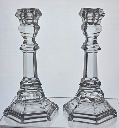 Pair Signed Tiffany Glass candle sticks USA , crystal