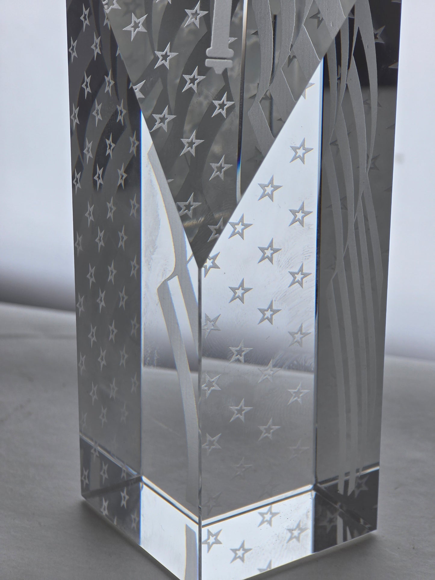 Glass art optical sculpture stars and stripes