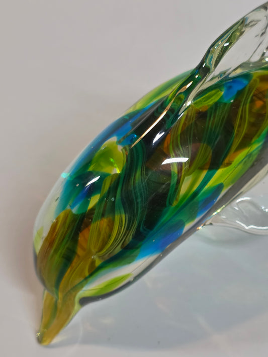 Art glass Dolphin rainbow