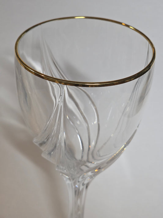 Signed Lenox Debut gold rim glass goblets Crystal pair