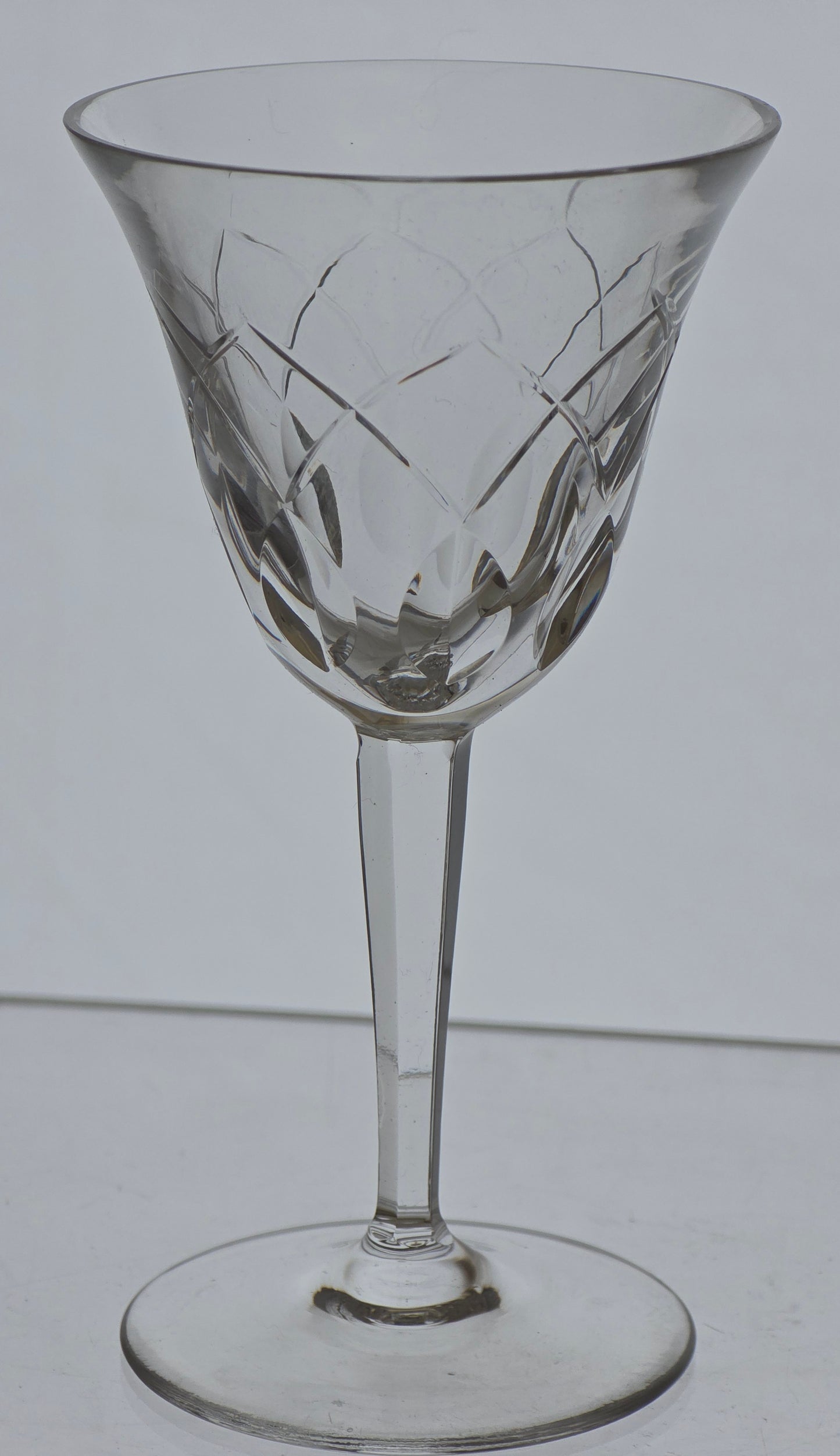 4 Hand Cut Glass panel sherry glasses