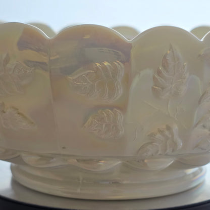 Westmoreland milk Glass paneled grape Mother of pearl bowl