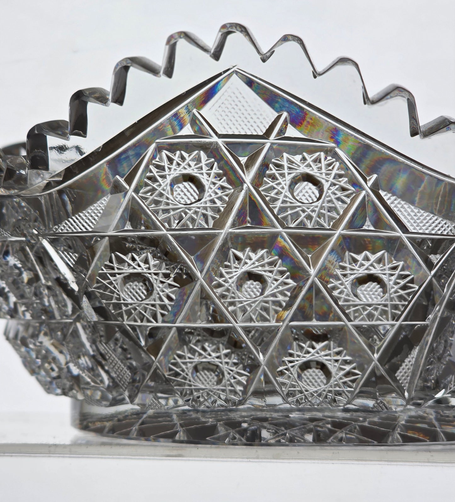 ABP cut glass 6 sides bowl American brilliant
