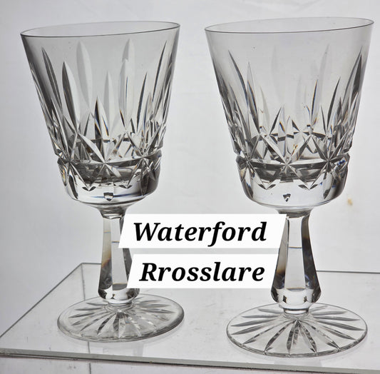 Signed Waterford CUT GLASS Rosslare goblet crystal pair