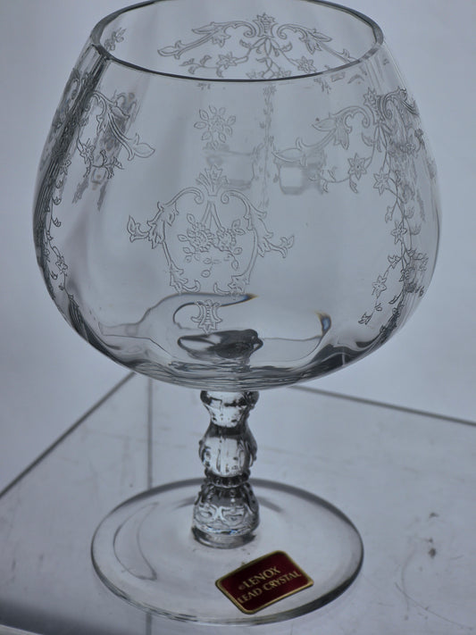 LENOX Navarra brandy sniffler glass, Crystal Made in USA Mt Pleasant PA Pair