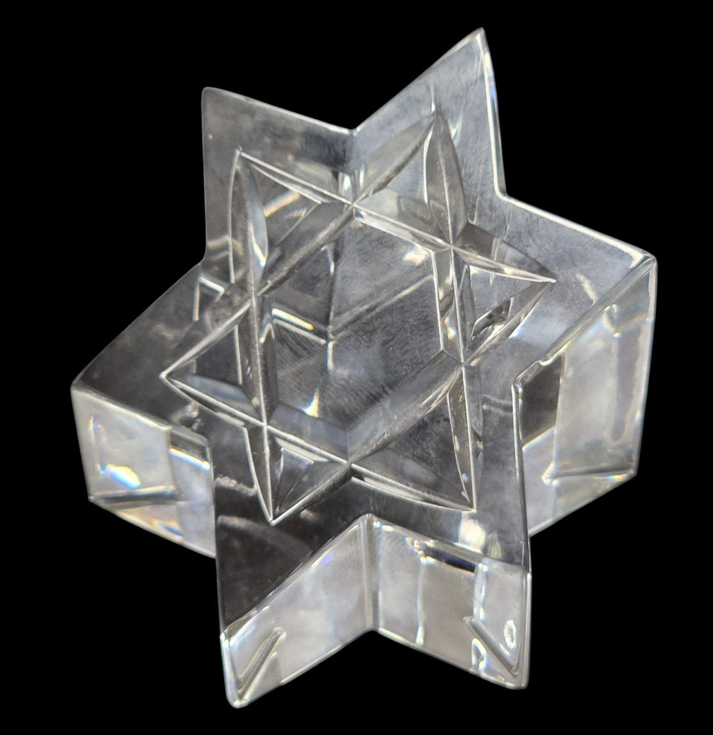 Hand crafted art glass star paperweight Signed