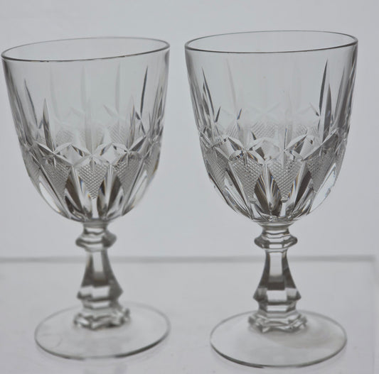 2 Hand Cut glass wines stemware