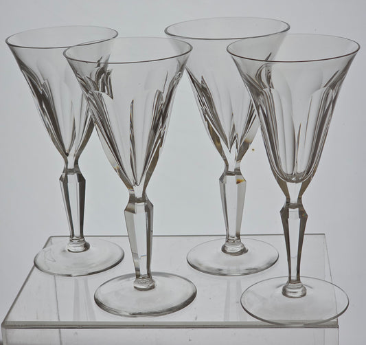 4 Hand Cut Glass panel wine glasses
