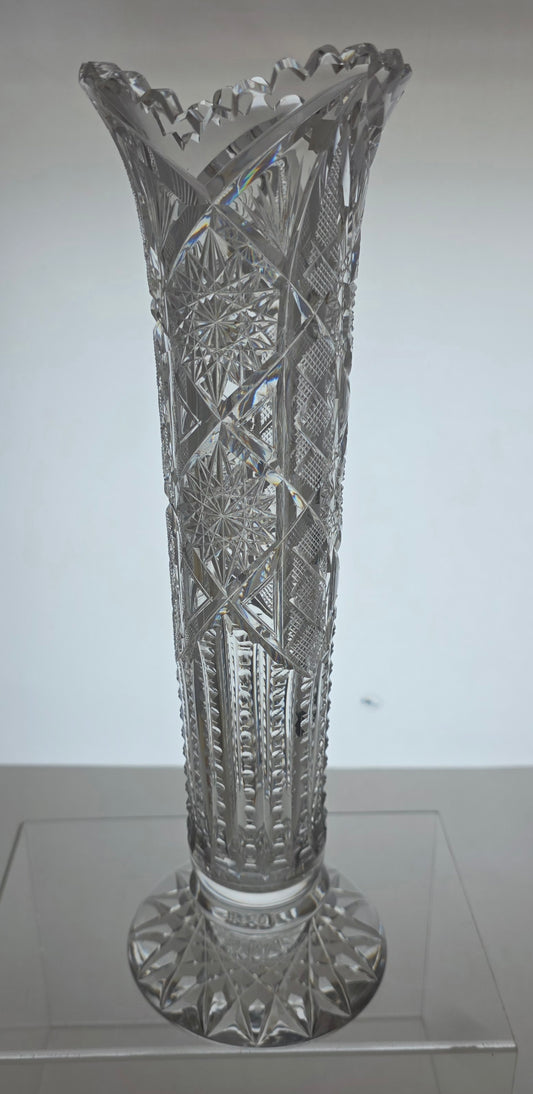 ABP cut glass vase antique Signed Libbey