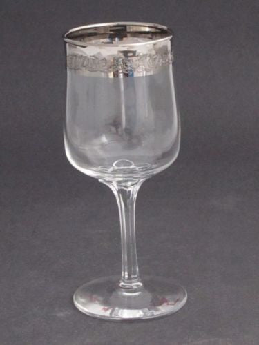 Lenox etched  wine glass .7" platinum band Crystal  Made in USA Mt Pleasant PA - O'Rourke crystal awards & gifts abp cut glass