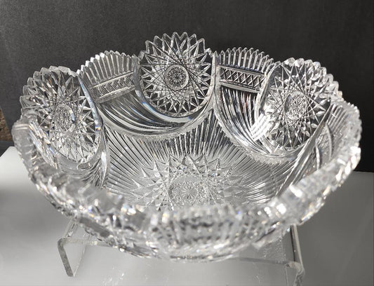 Bergen Cornucopia ABP bowl REPAIRED hand cut glass mouth blown Blank