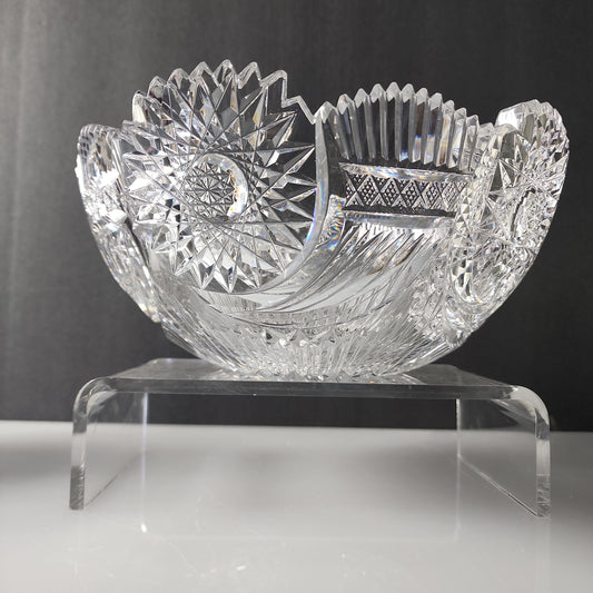 Bergen Cornucopia ABP bowl REPAIRED hand cut glass mouth blown Blank