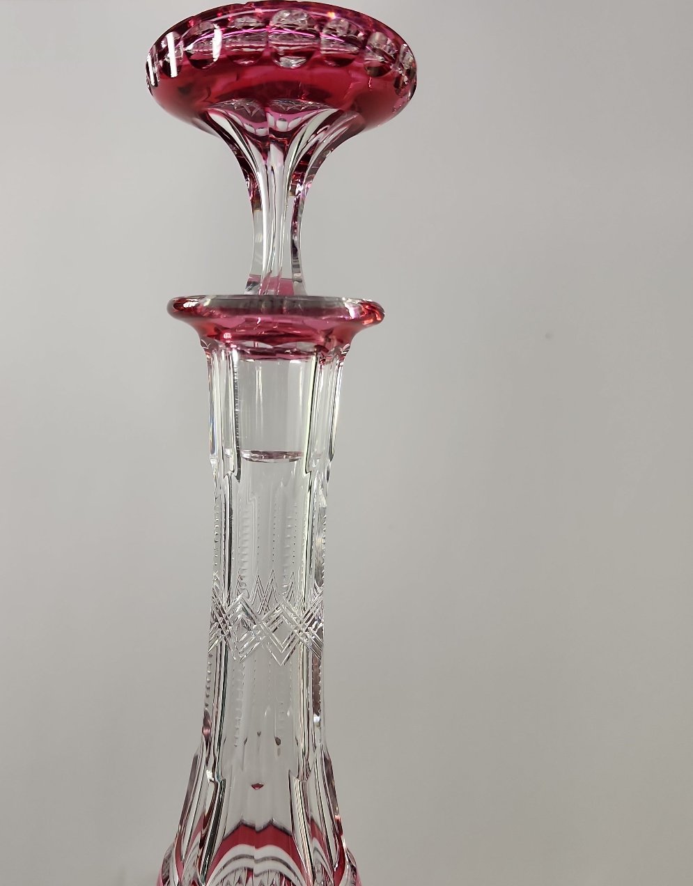 Cranberry Cut Glass decanters pair