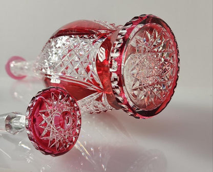 Cranberry Cut Glass decanters pair
