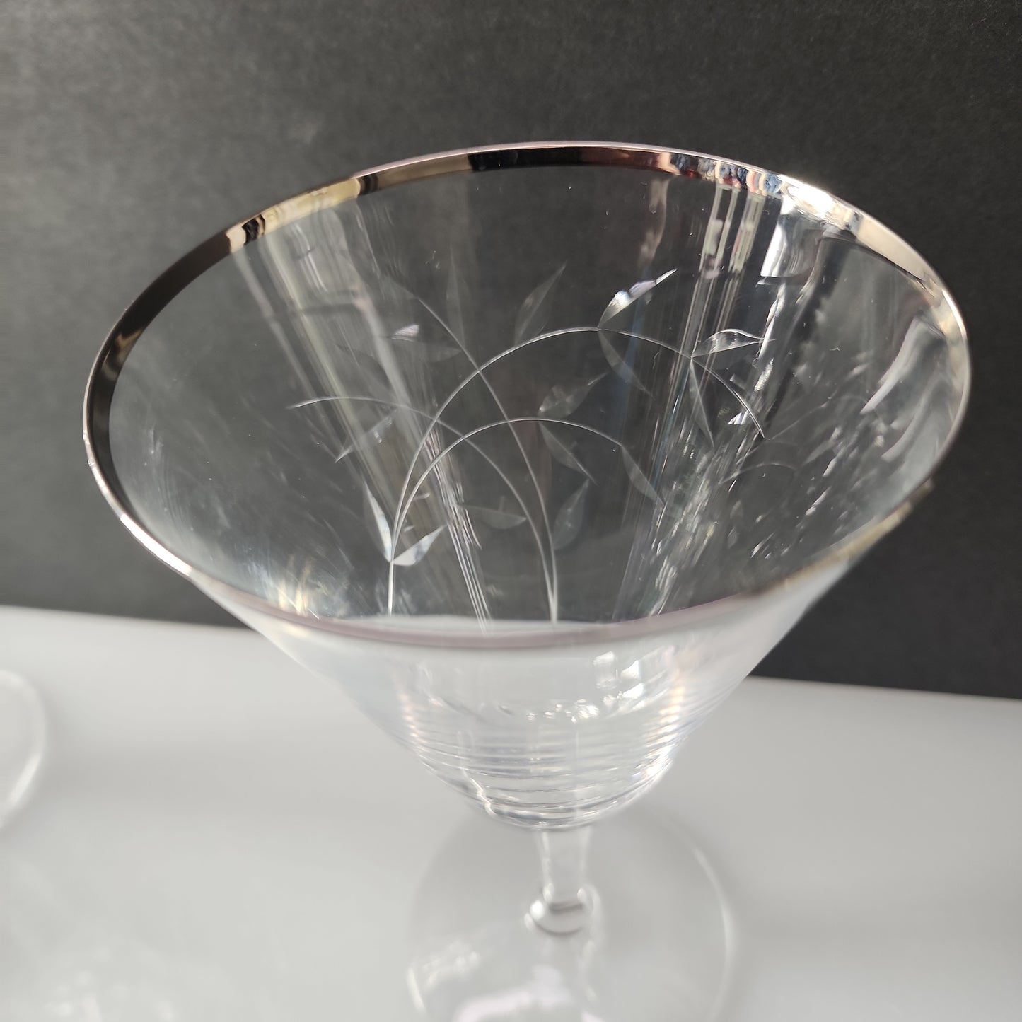 Fostoria bridal belle pattern glass goblet Platinium