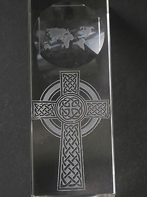 Celtic cross pattern paperweight, globe, Great gift ireland - O'Rourke crystal awards & gifts abp cut glass