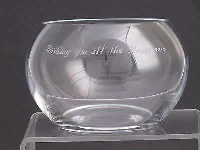 Wishing you'll the Happiness ,lead crystal bowl  Mouth blown, gift - O'Rourke crystal awards & gifts abp cut glass