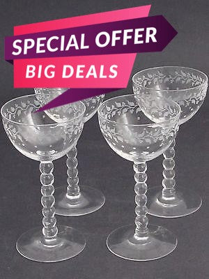 4 copper wheel etched stems glass Hand cut - O'Rourke crystal awards & gifts abp cut glass