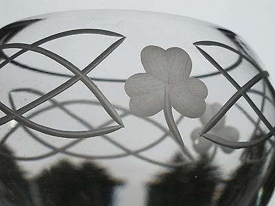 Hand cut lead crystal bowl, Shamrock celtic  Mouth blown, gift - O'Rourke crystal awards & gifts abp cut glass