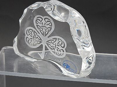 Celtic shamrock pattern paperweight, 24% lead crystal Great gift - O'Rourke crystal awards & gifts abp cut glass