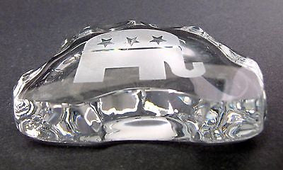 GLASS  24% LEAD CRYSTAL PAPERWEIGHT republican made in USA - O'Rourke crystal awards & gifts abp cut glass